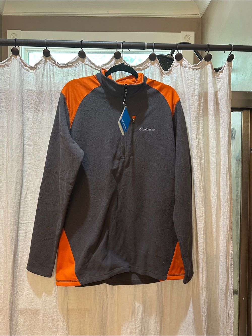 Columbia Charcoal and Bright Orange Fleece Jacket